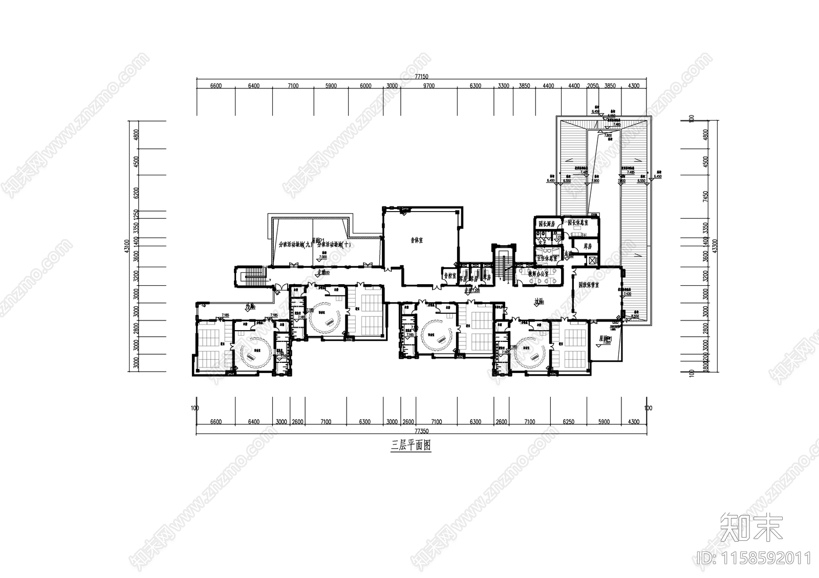 幼儿园建筑平面图施工图下载【ID:1158592011】