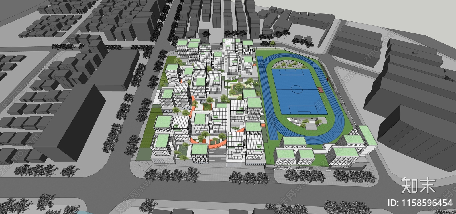 现代中小学建筑SU模型下载【ID:1158596454】