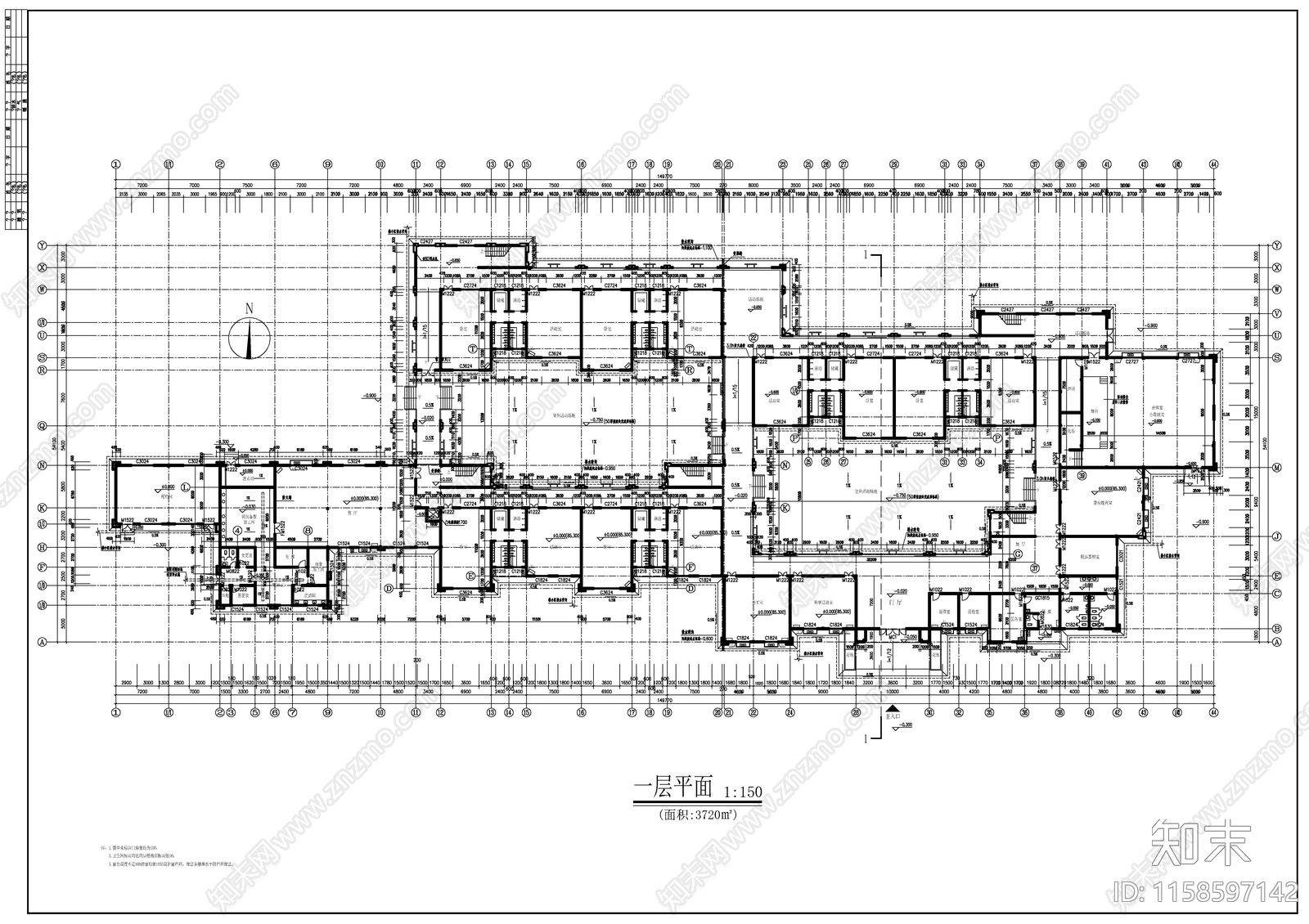 十六班幼儿园建筑cad施工图下载【ID:1158597142】