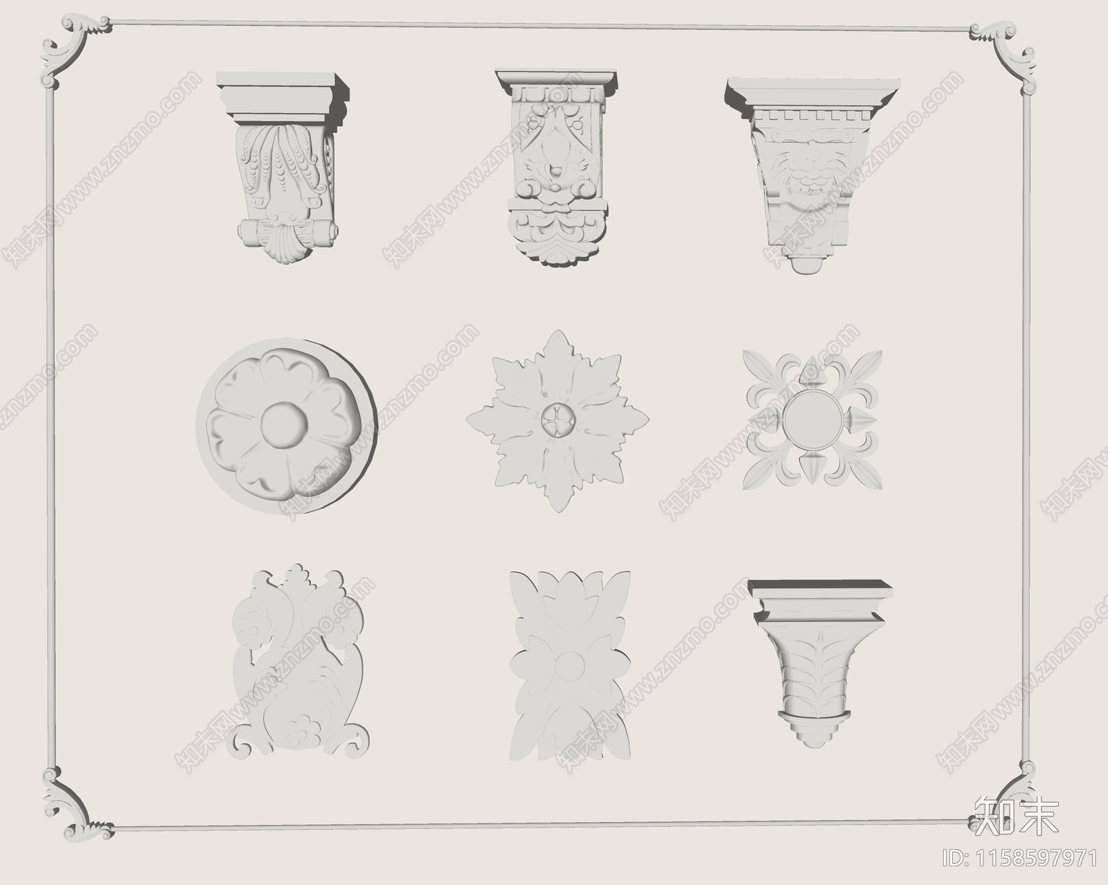 欧式雕花SU模型下载【ID:1158597971】