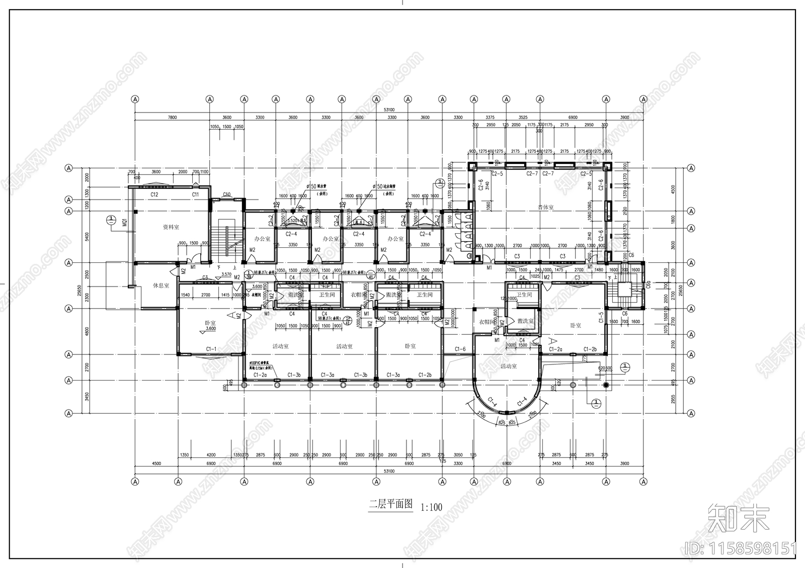 九班幼儿园建筑图cad施工图下载【ID:1158598151】