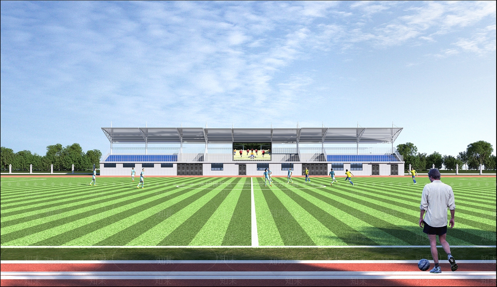 现代学校操场3D模型下载【ID:1158599070】