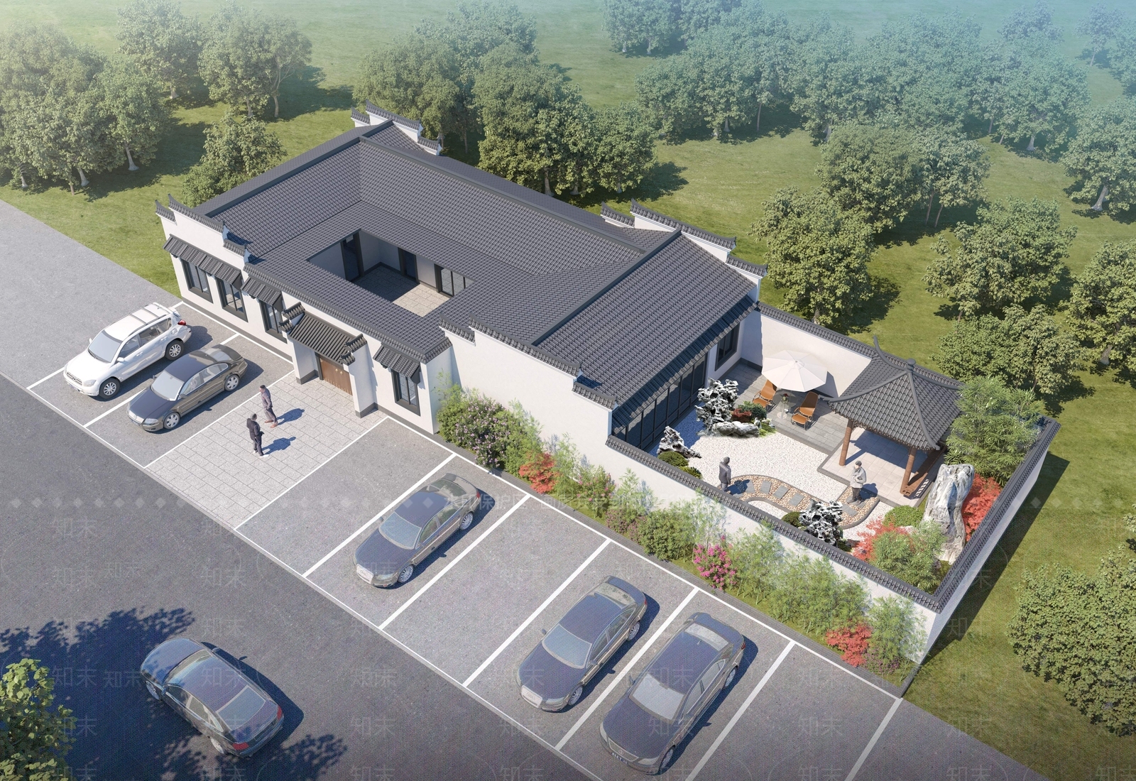 中式四合院3D模型下载【ID:1158599324】