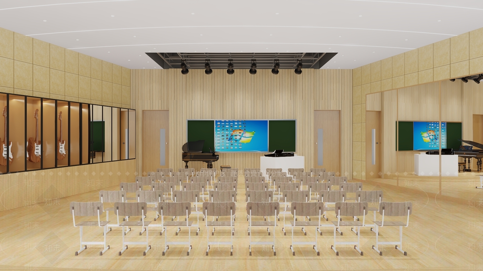 现代音乐培训教室3D模型下载【ID:1158600105】