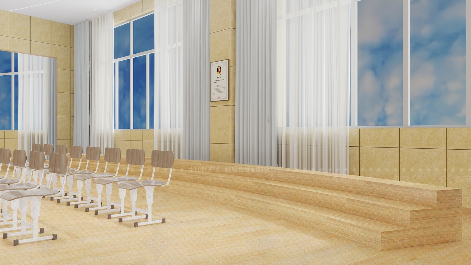 现代音乐培训教室3D模型下载【ID:1158600105】