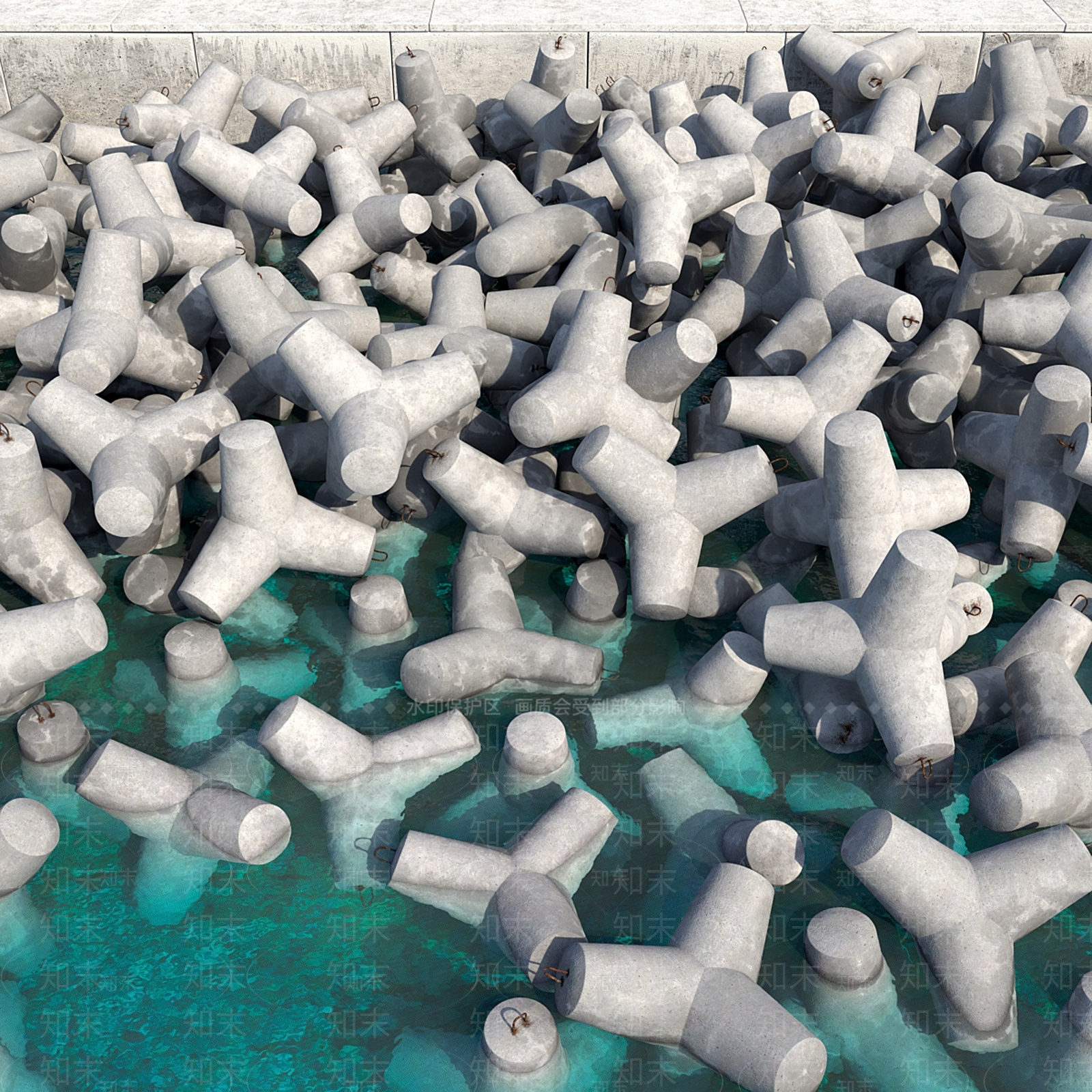 现代海岸保护结构石头3D模型下载【ID:1158602706】