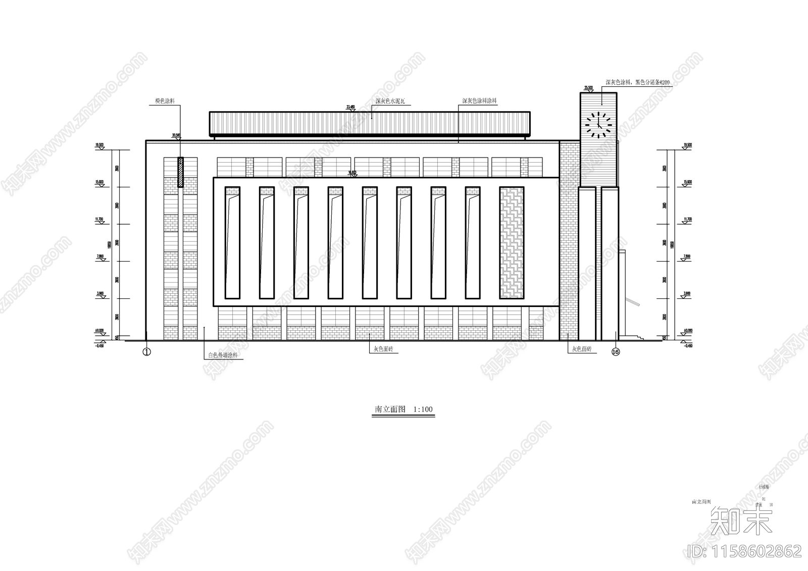 某中学行政楼建筑图cad施工图下载【ID:1158602862】