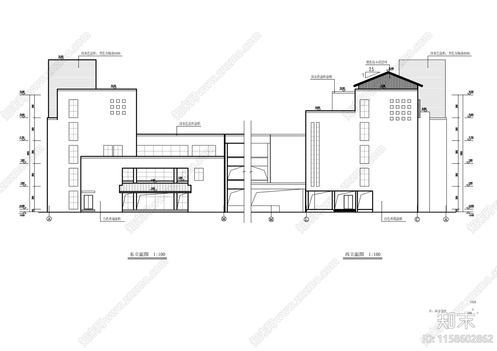 某中学行政楼建筑图cad施工图下载【ID:1158602862】