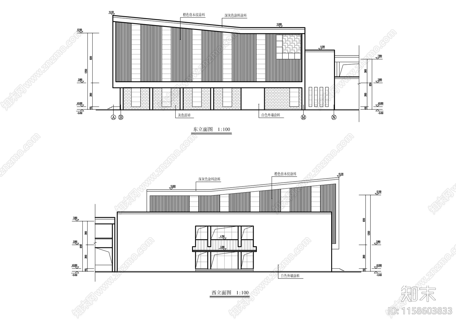 中学报告楼建筑图cad施工图下载【ID:1158603833】