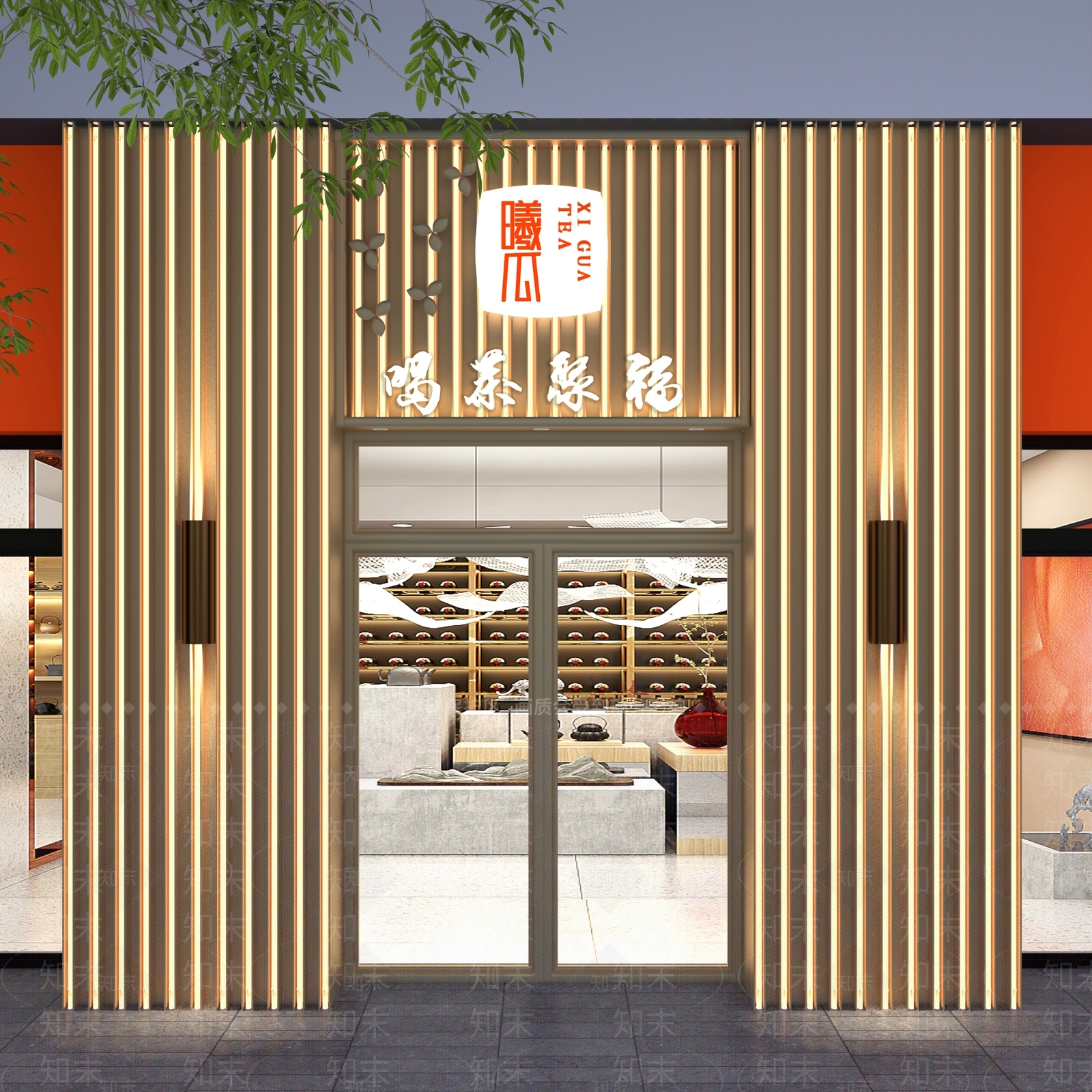 新中式茶店门头3D模型下载【ID:1158605251】