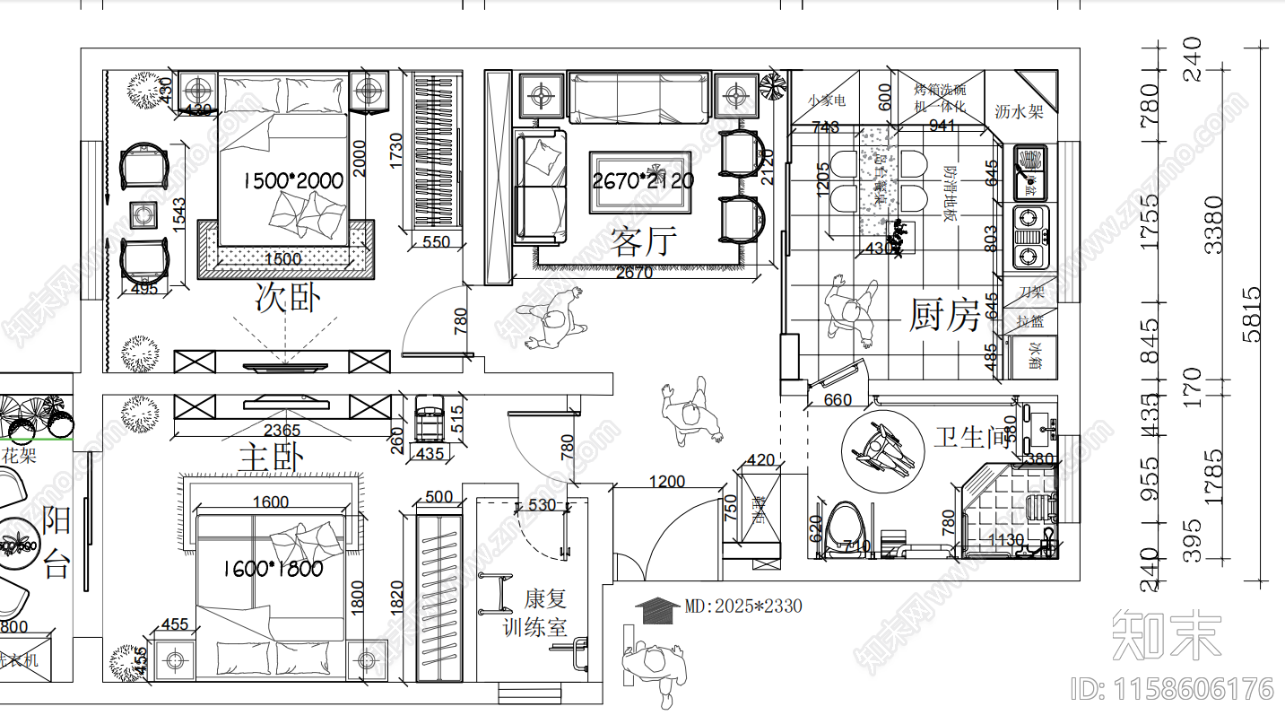 适老化平面图设计施工图下载【ID:1158606176】