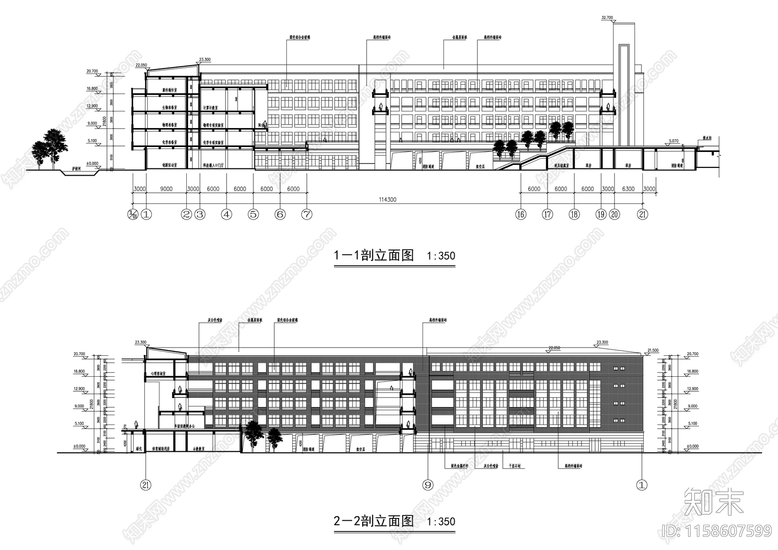 教学楼建筑图cad施工图下载【ID:1158607599】