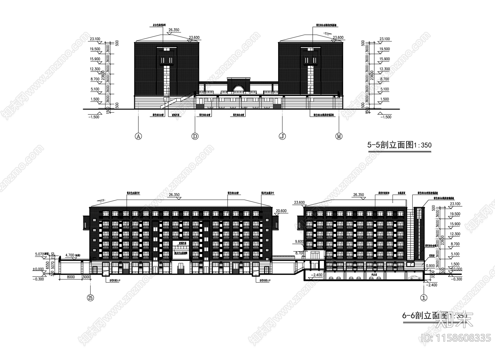 某高校生活区宿舍食堂建筑图cad施工图下载【ID:1158608335】