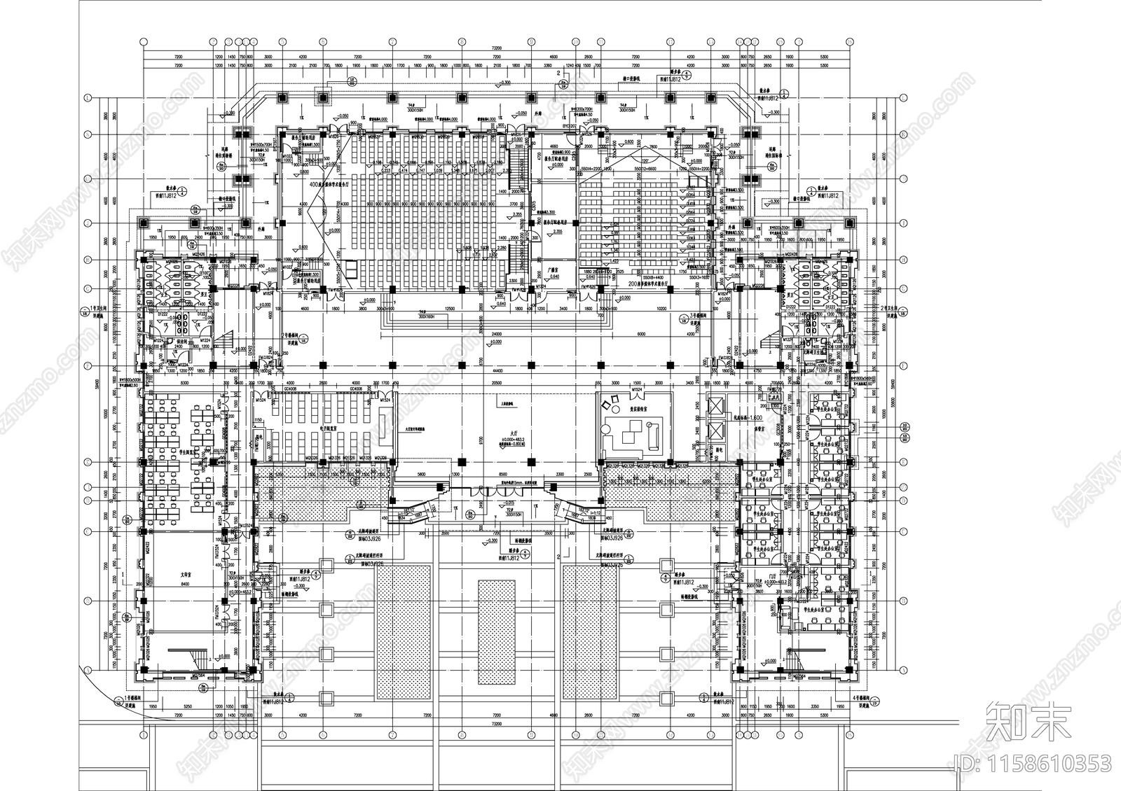 大学图书综合楼建cad施工图下载【ID:1158610353】