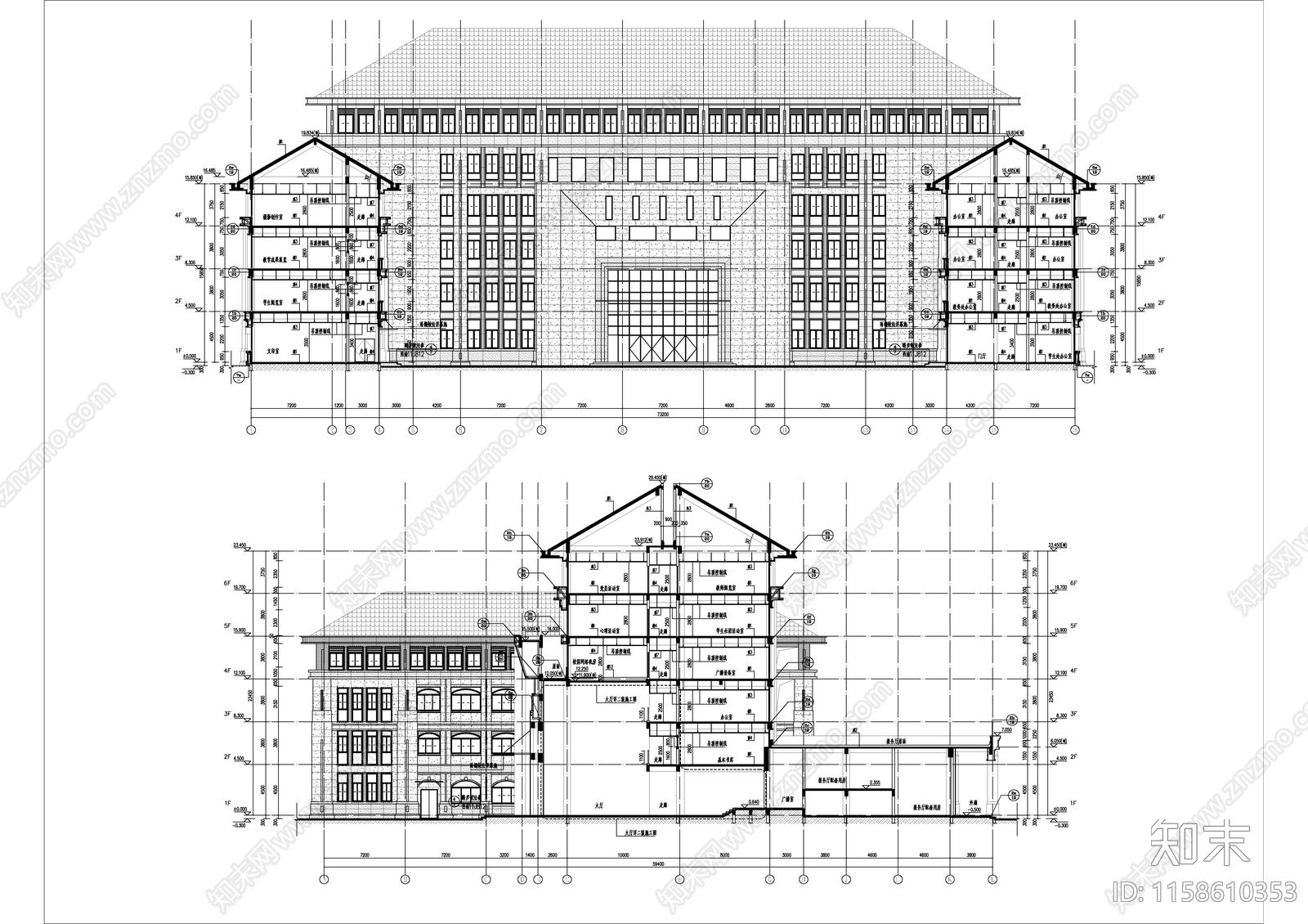 大学图书综合楼建cad施工图下载【ID:1158610353】