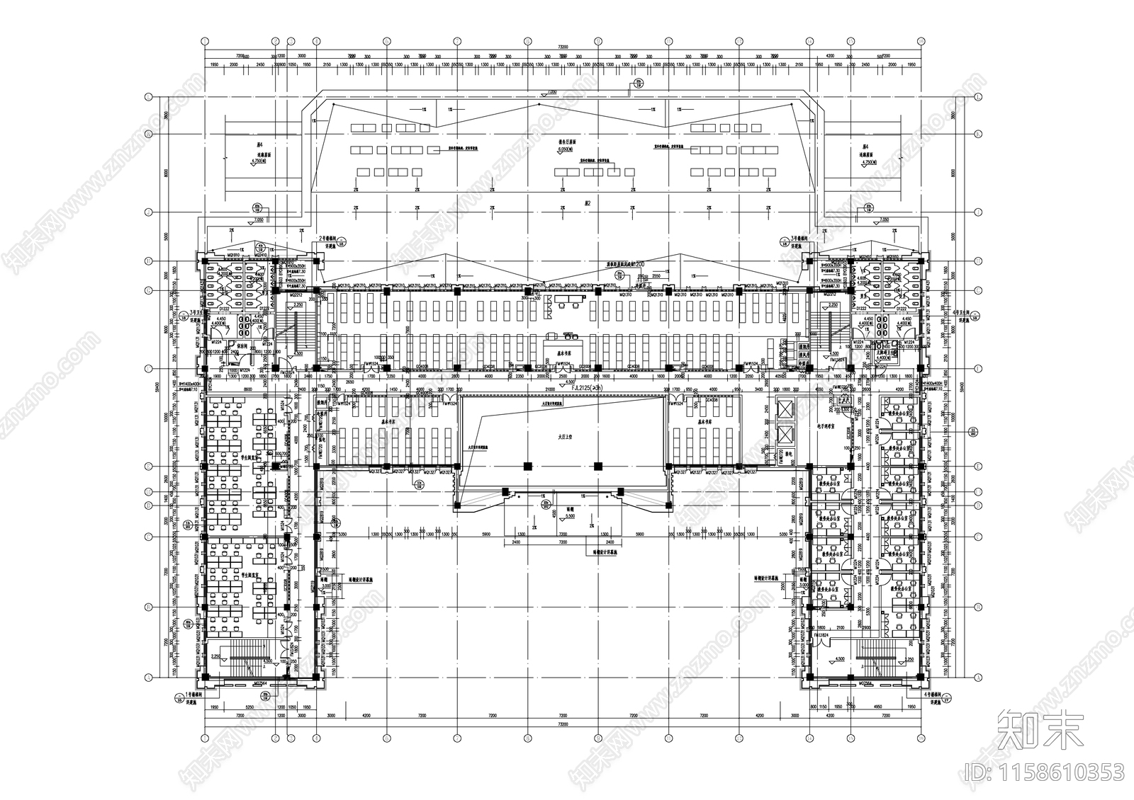 大学图书综合楼建cad施工图下载【ID:1158610353】