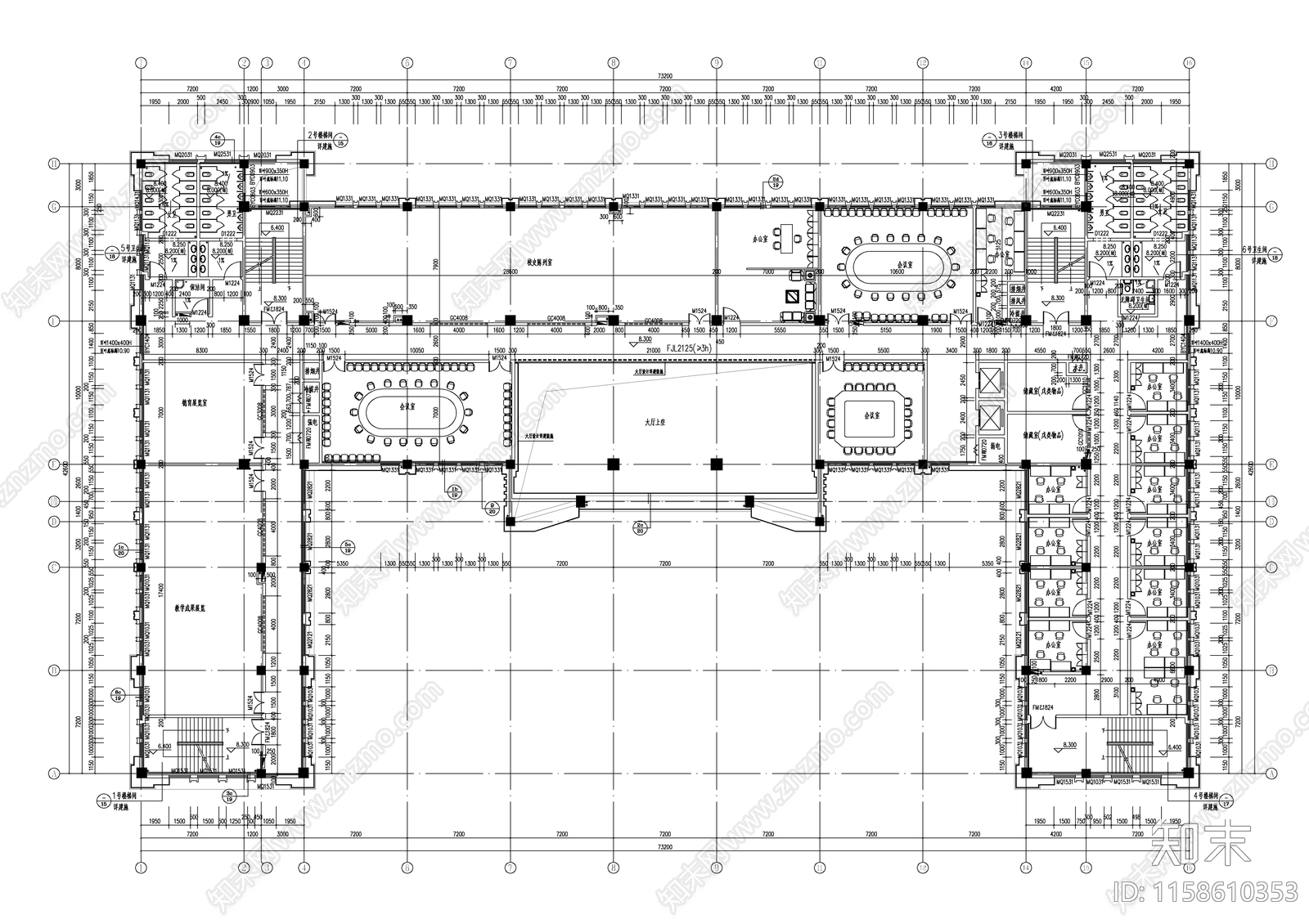 大学图书综合楼建cad施工图下载【ID:1158610353】