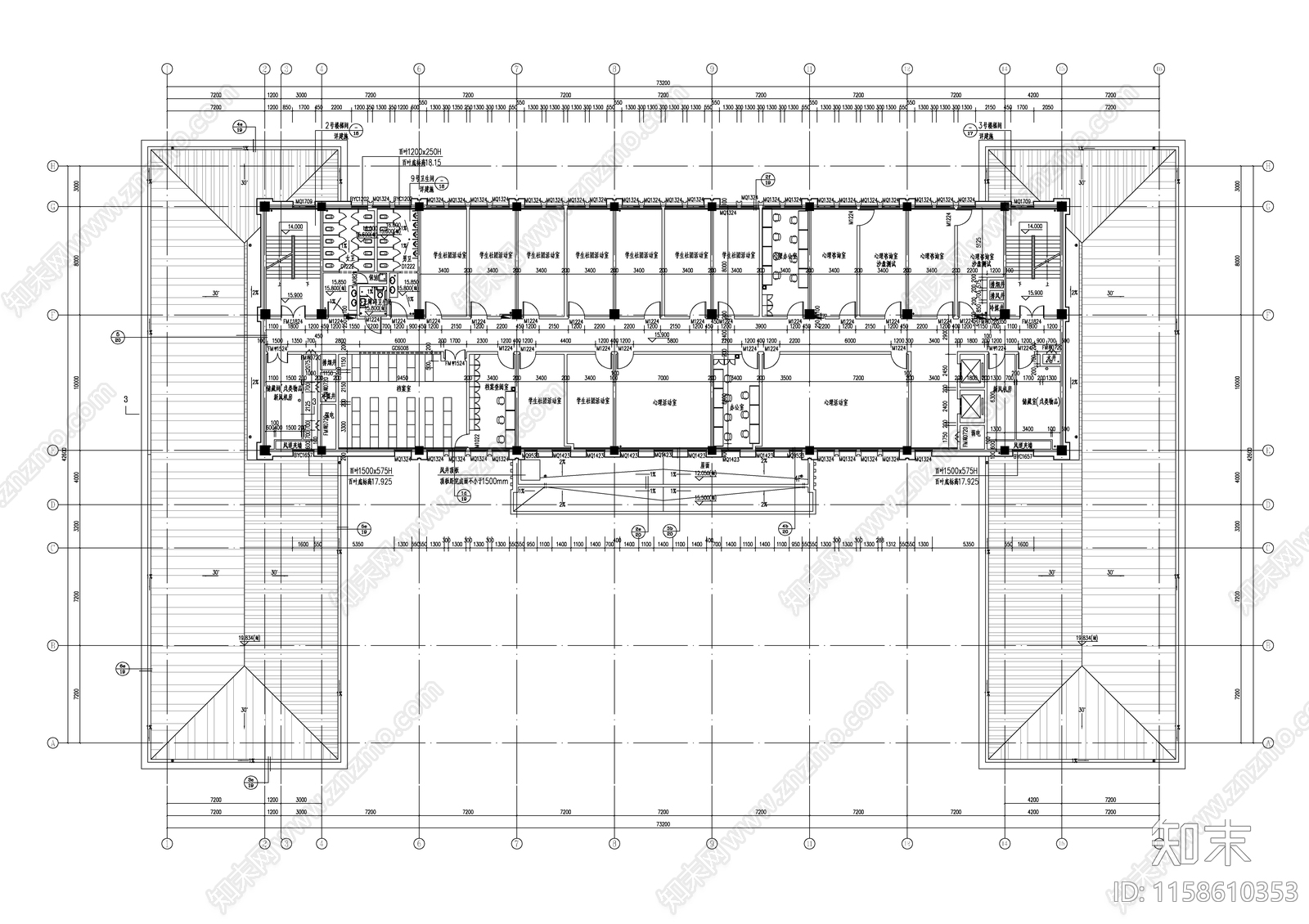 大学图书综合楼建cad施工图下载【ID:1158610353】