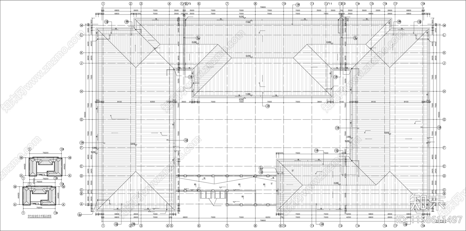 大学学生宿舍楼建施工图下载【ID:1158611497】