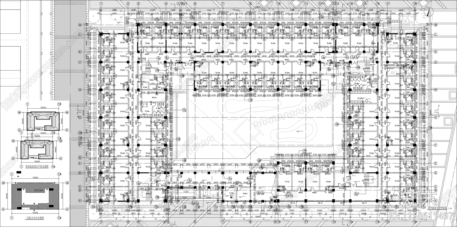 大学学生宿舍楼建施工图下载【ID:1158611497】