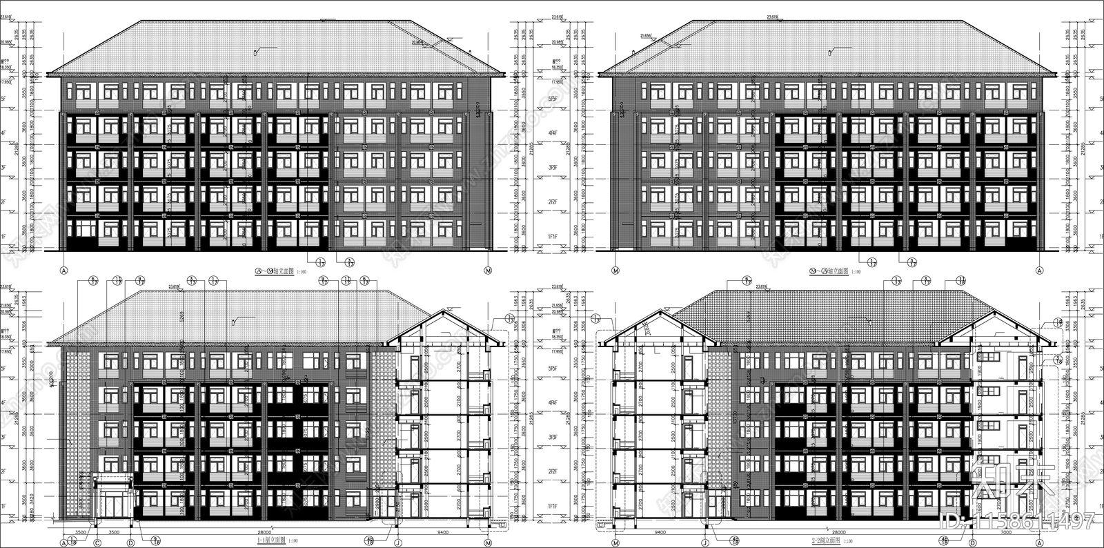 大学学生宿舍楼建施工图下载【ID:1158611497】