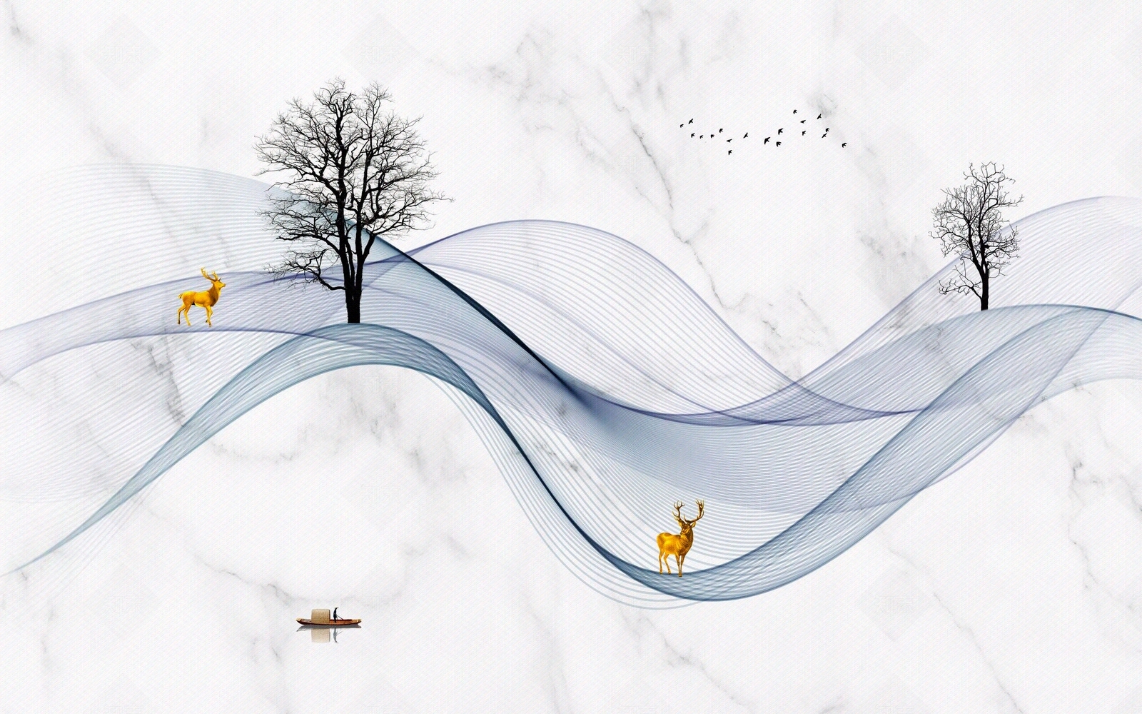 新中式大理石锦带线条丝锦背景墙贴图下载【ID:1158616723】