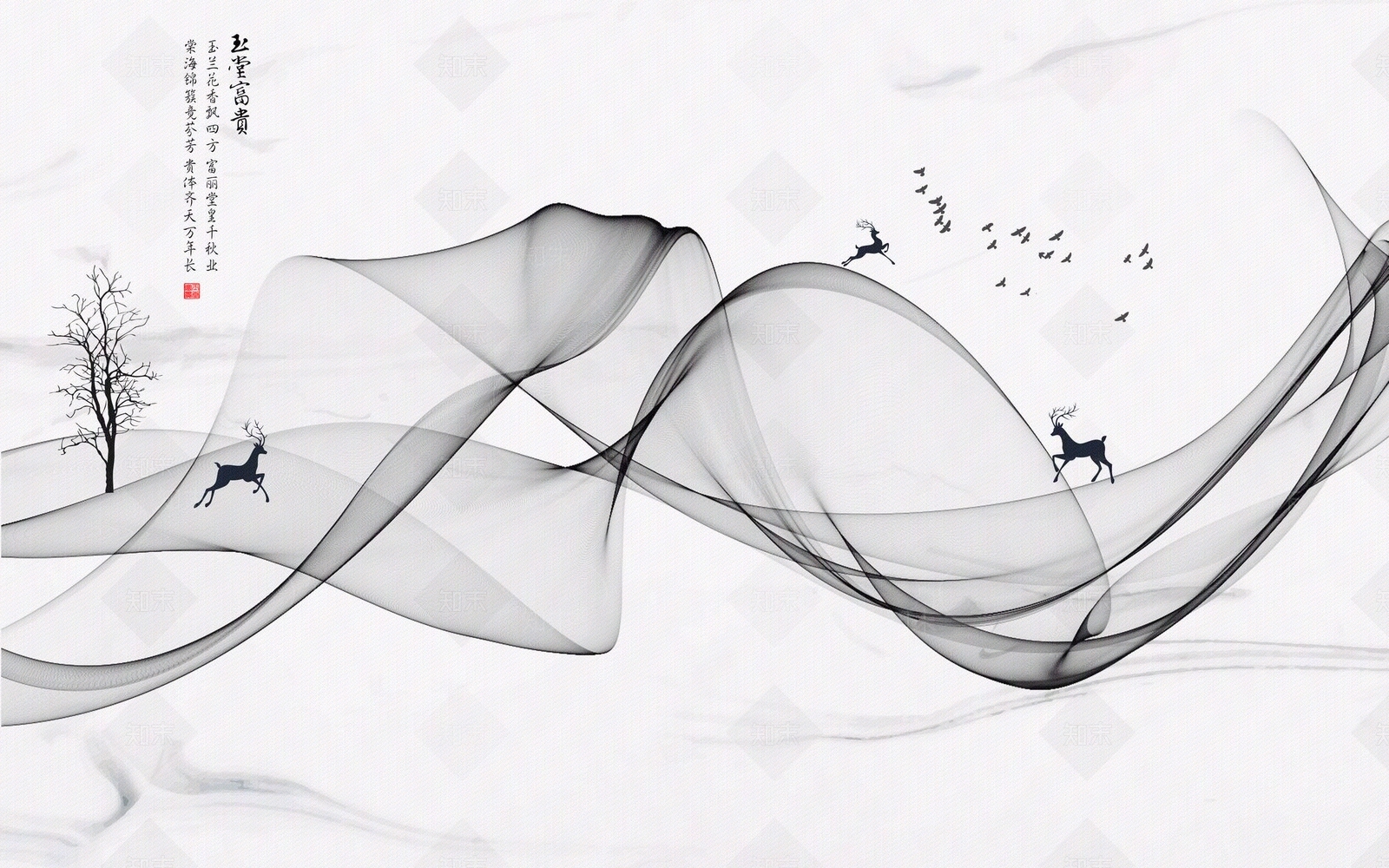 新中式大理石锦带线条丝锦背景墙贴图下载【ID:1158616736】