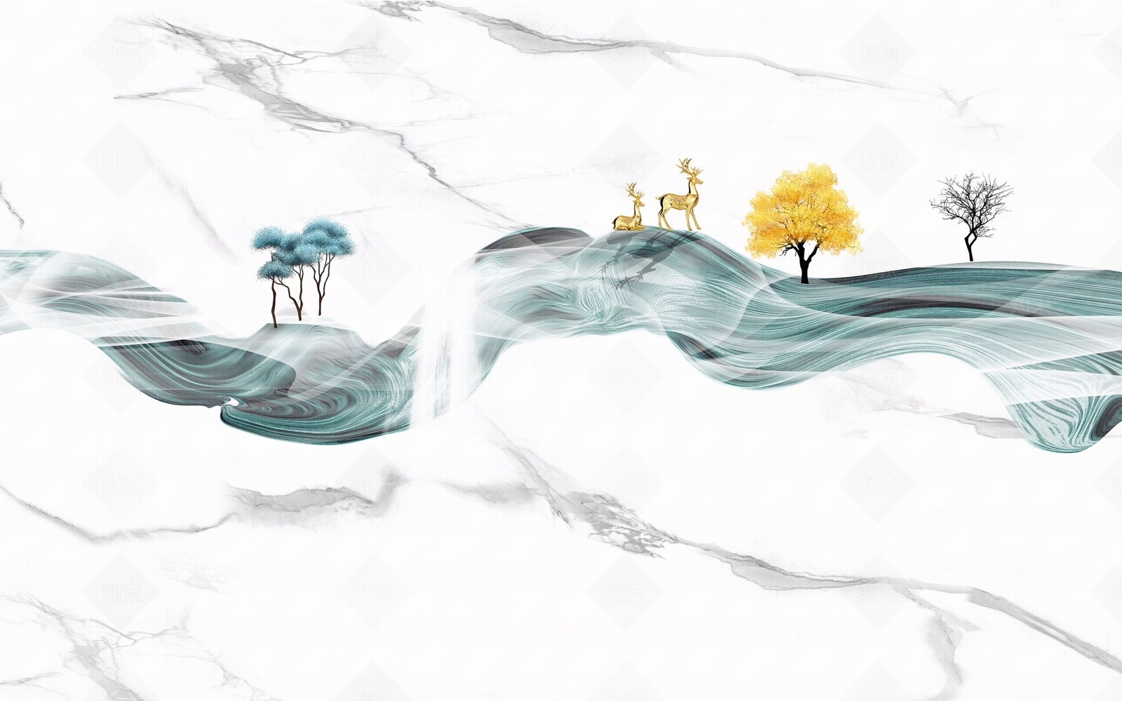 新中式大理石锦带线条丝锦背景墙贴图下载【ID:1158617420】