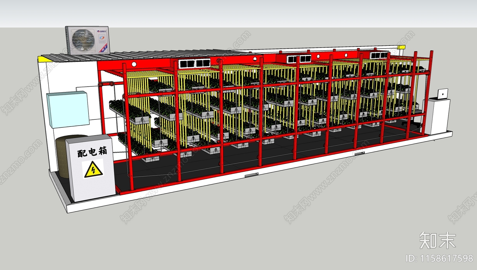 现代集装箱植物工厂内部SU模型下载【ID:1158617598】