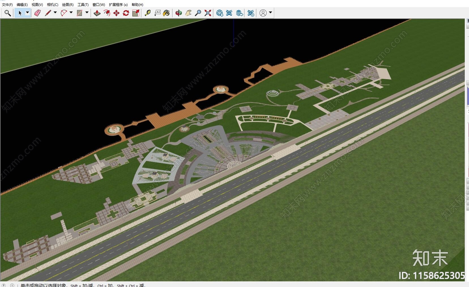 现代滨水景观SU模型下载【ID:1158625305】