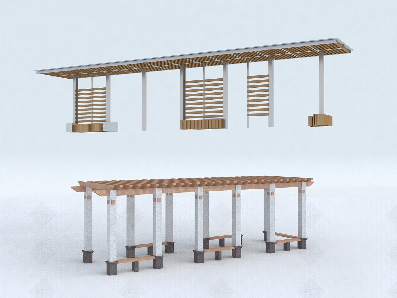 现代景观廊架3D模型下载【ID:1158626390】