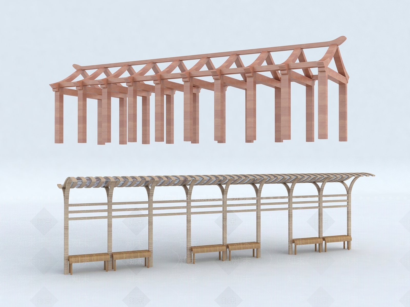 现代景观廊架3D模型下载【ID:1158626337】