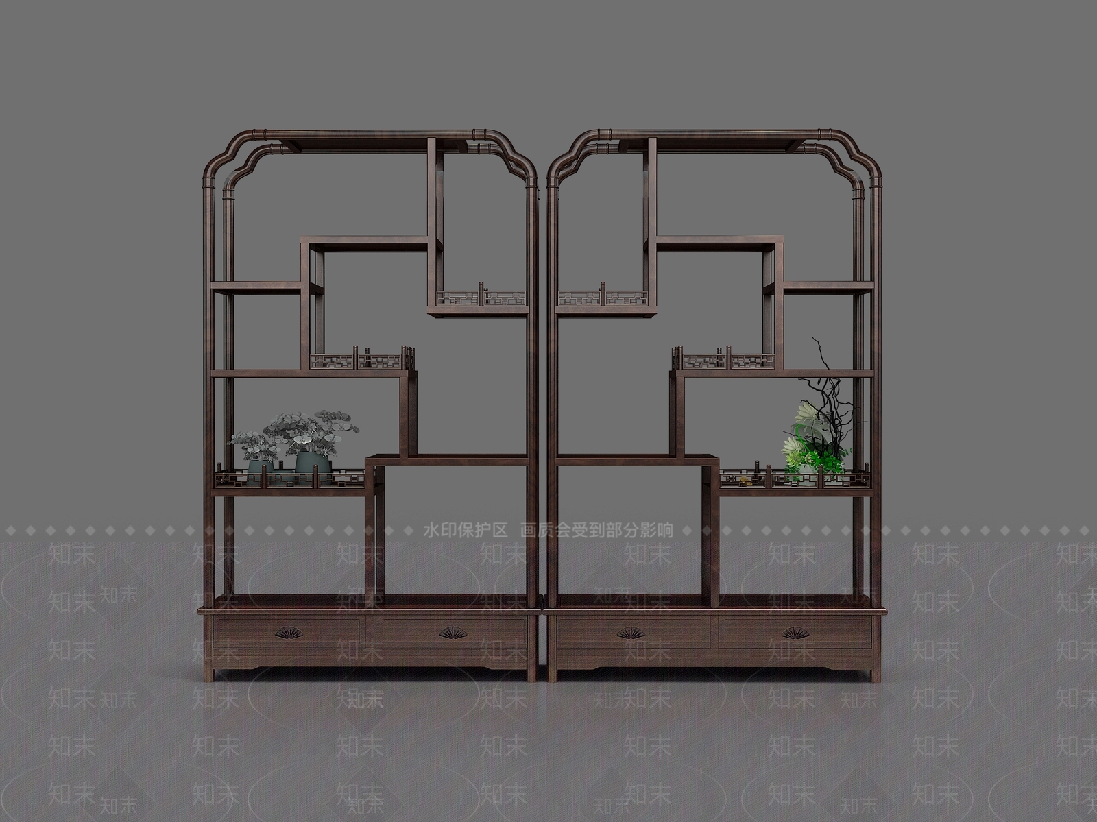 新中式博古架3D模型下载【ID:1158627553】