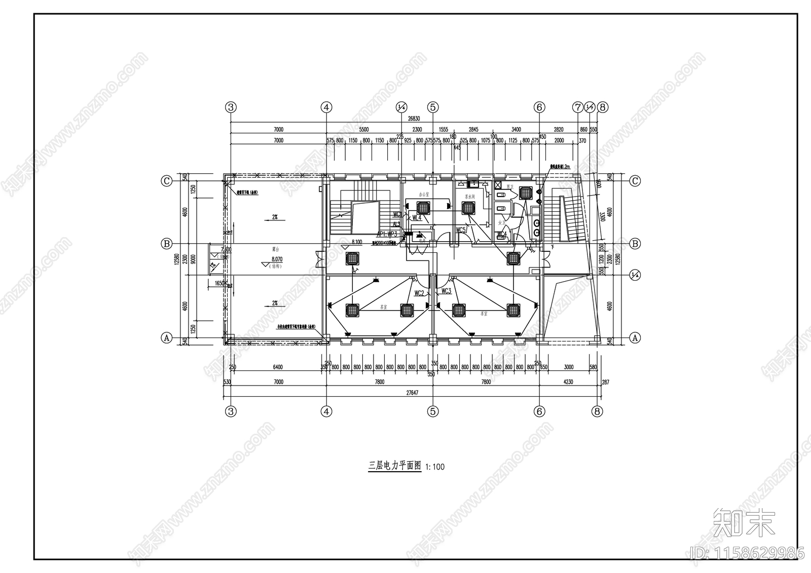 综合楼办公cad施工图下载【ID:1158629986】