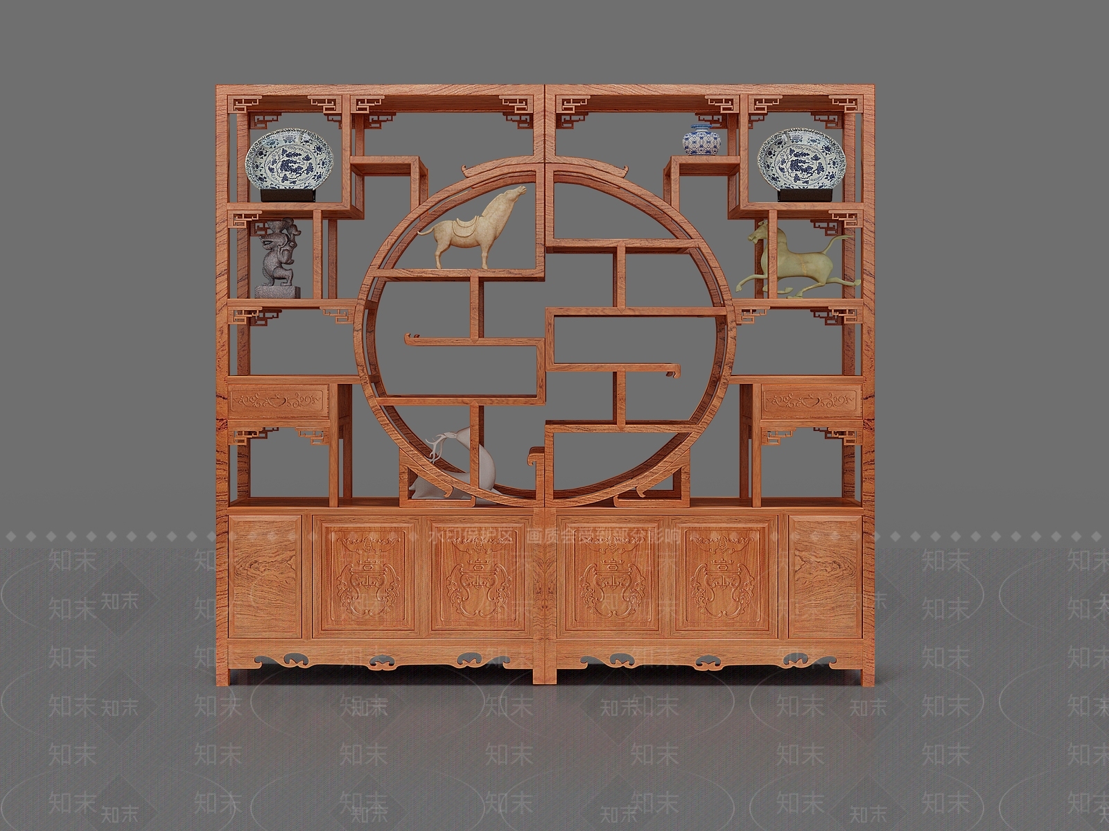 中式团圆博古架3D模型下载【ID:1158631977】