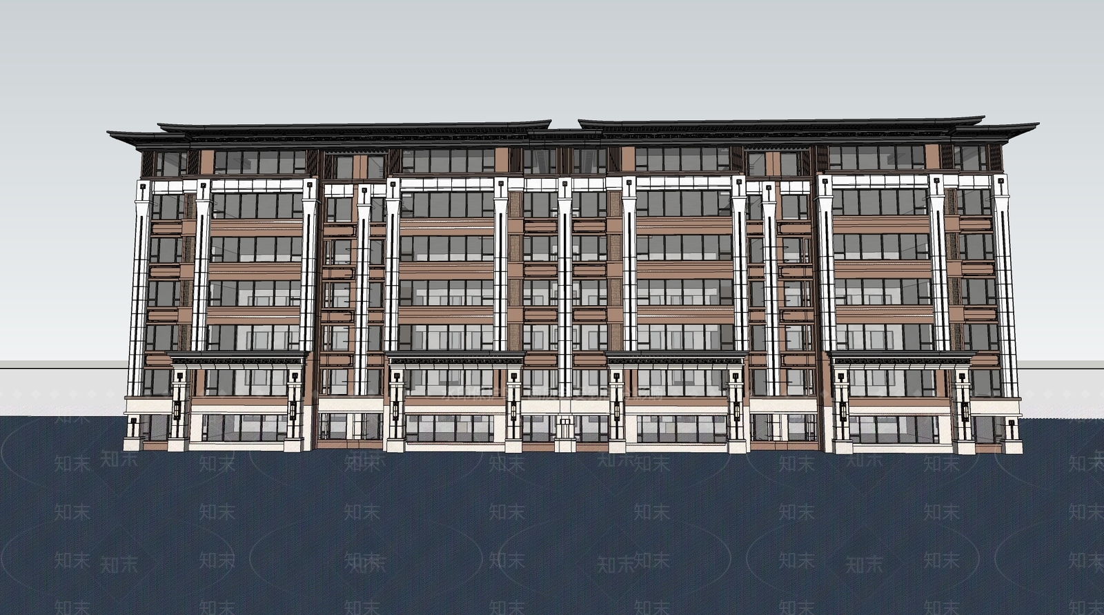 现代多层住宅SU模型下载【ID:1158632108】