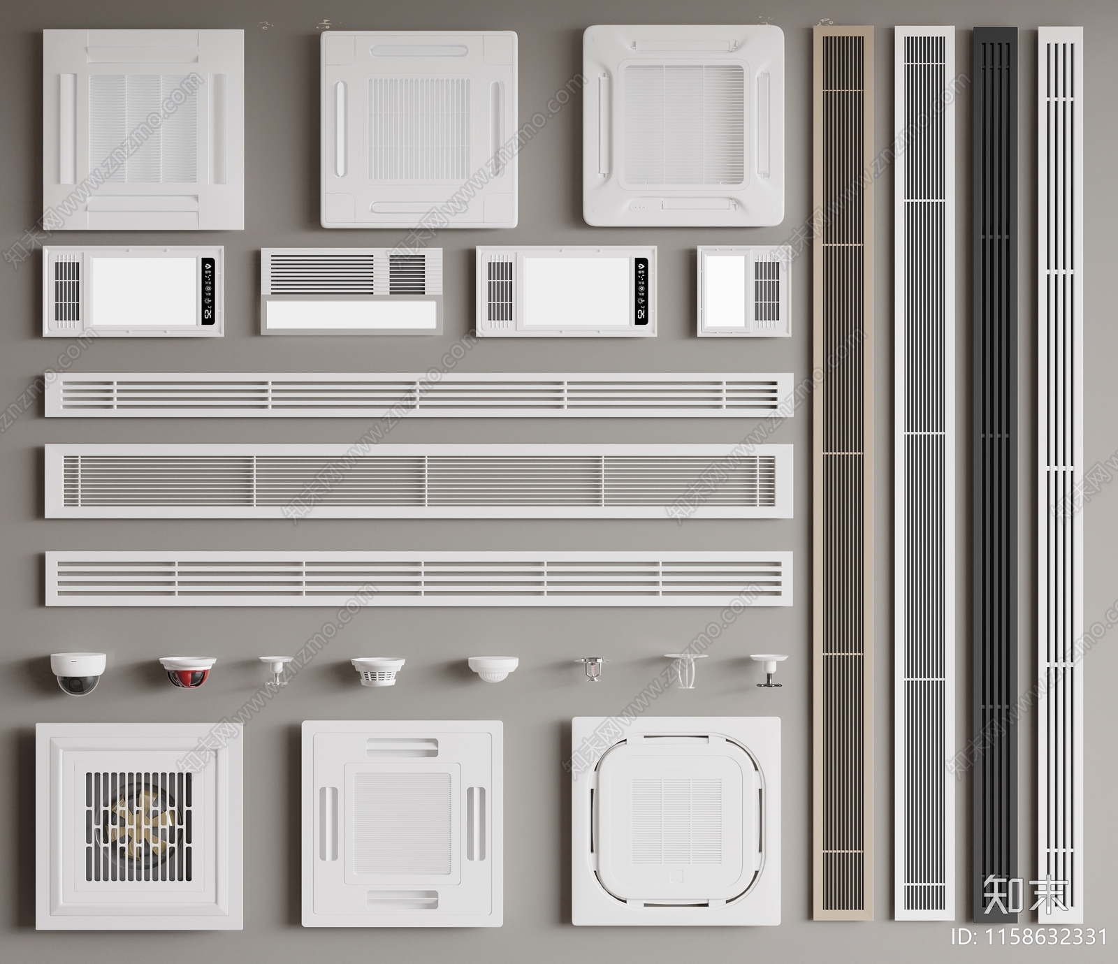 现代空调风口组合SU模型下载【ID:1158632331】