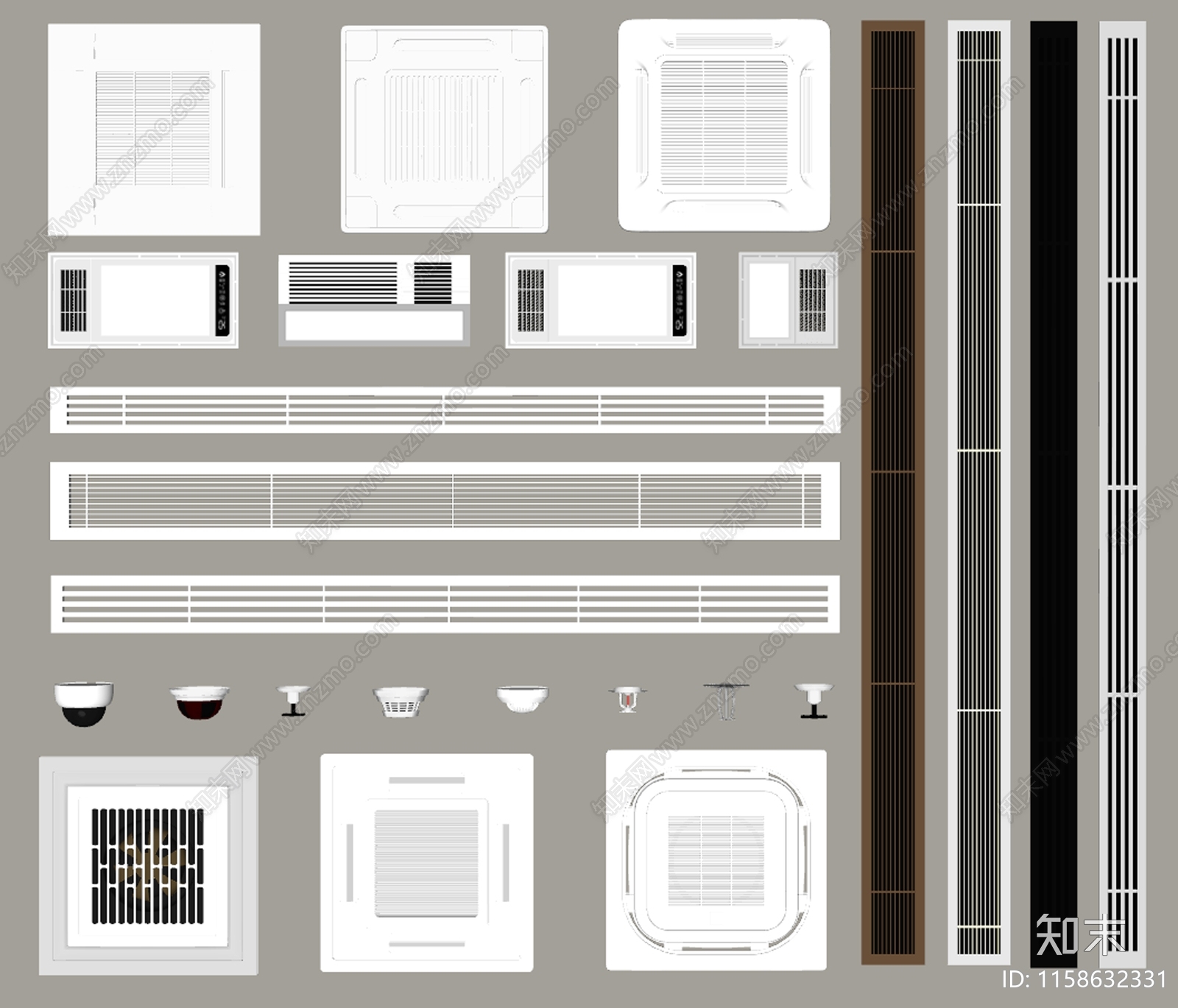 现代空调风口组合SU模型下载【ID:1158632331】