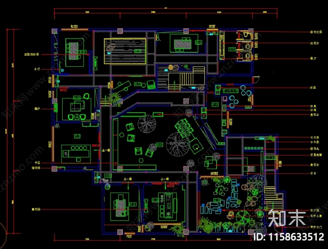 600m²茶室施工图下载【ID:1158633512】