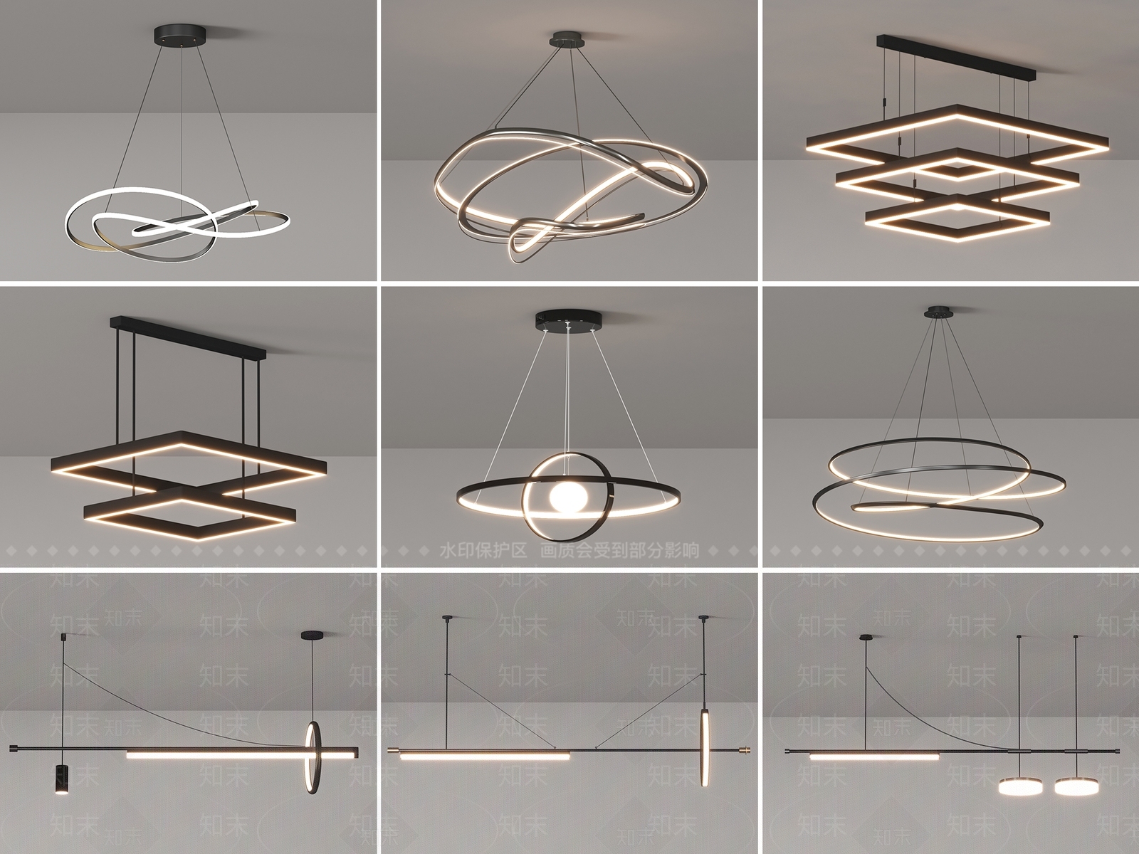 灯饰套餐吊灯餐吊灯3D模型下载【ID:1158919183】