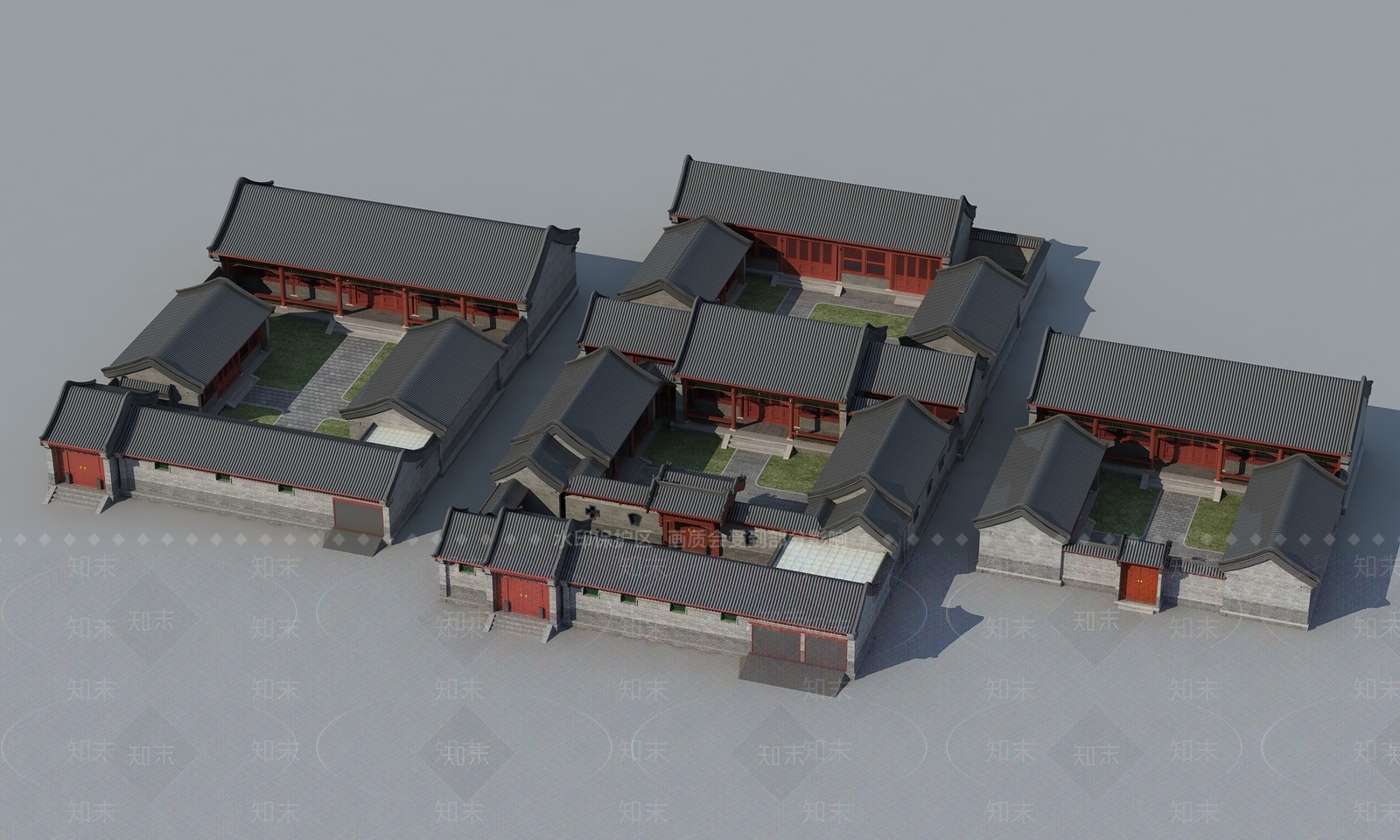 中式四合院SU模型下载【ID:1158636194】