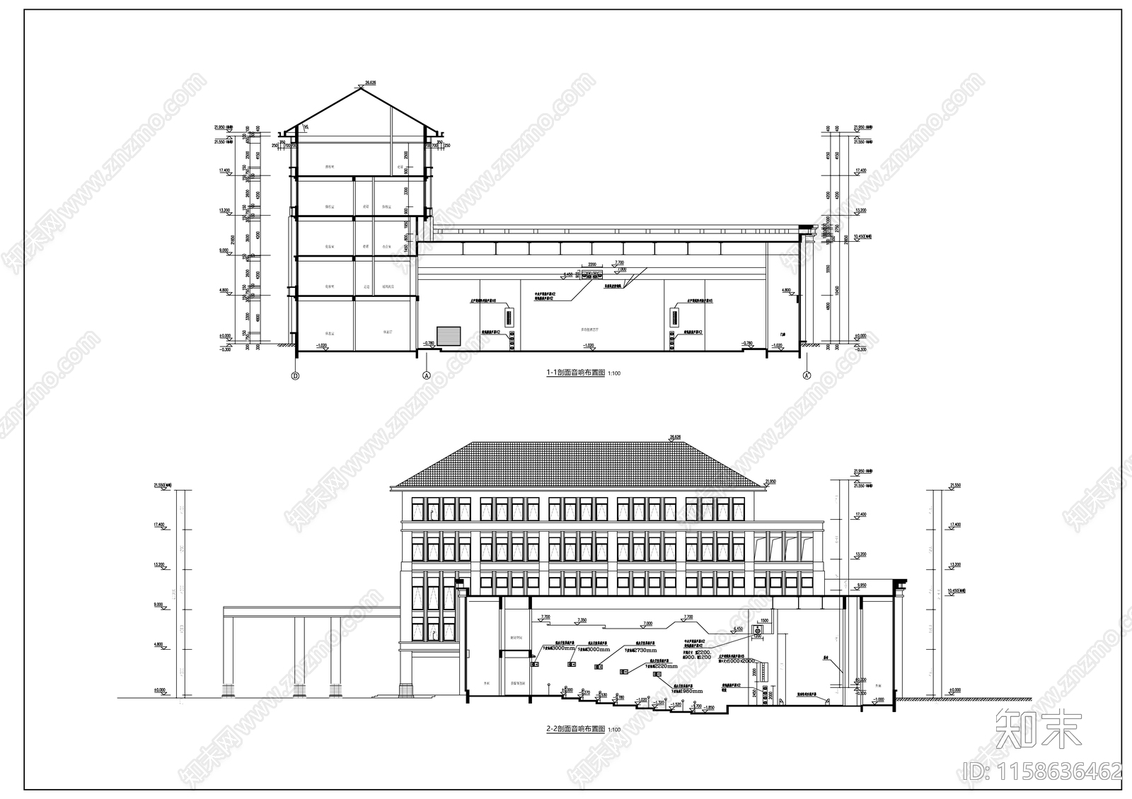 多功能演艺厅建筑声学设cad施工图下载【ID:1158636462】