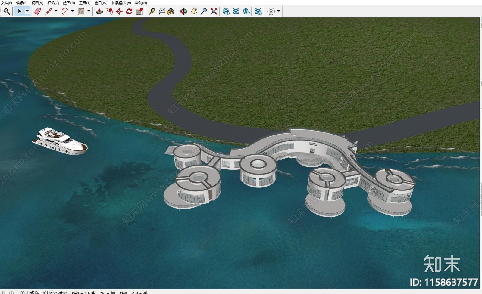 现代海景酒店SU模型下载【ID:1158637577】