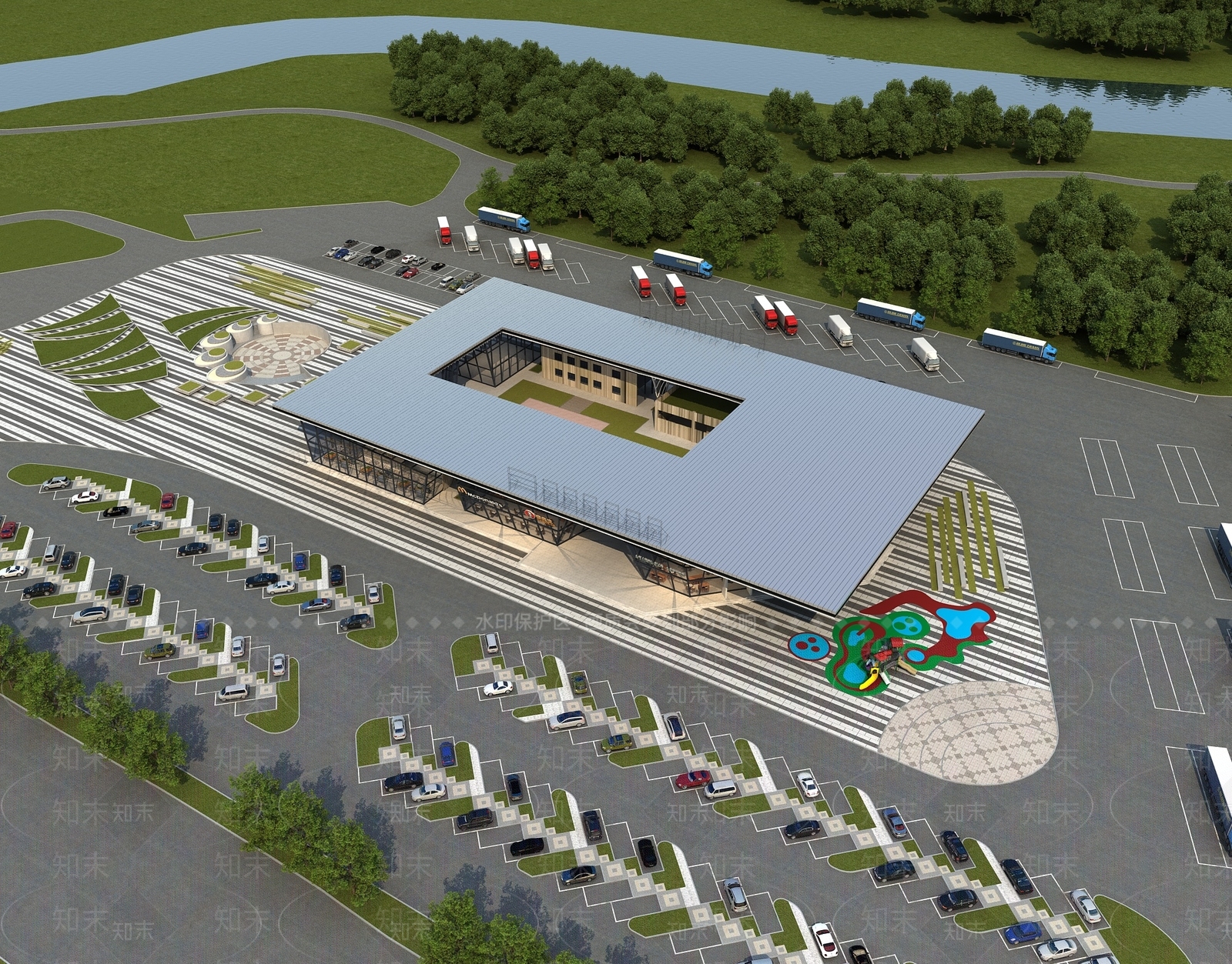 现代收费站SU模型下载【ID:1158637665】