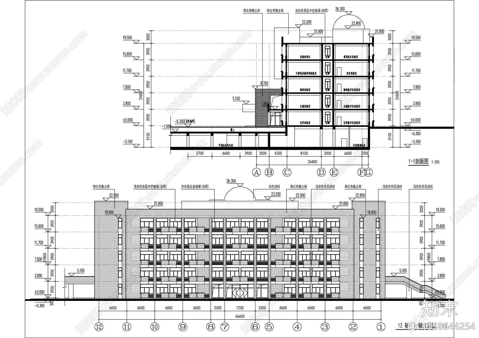 学校实验楼建筑图cad施工图下载【ID:1158644254】