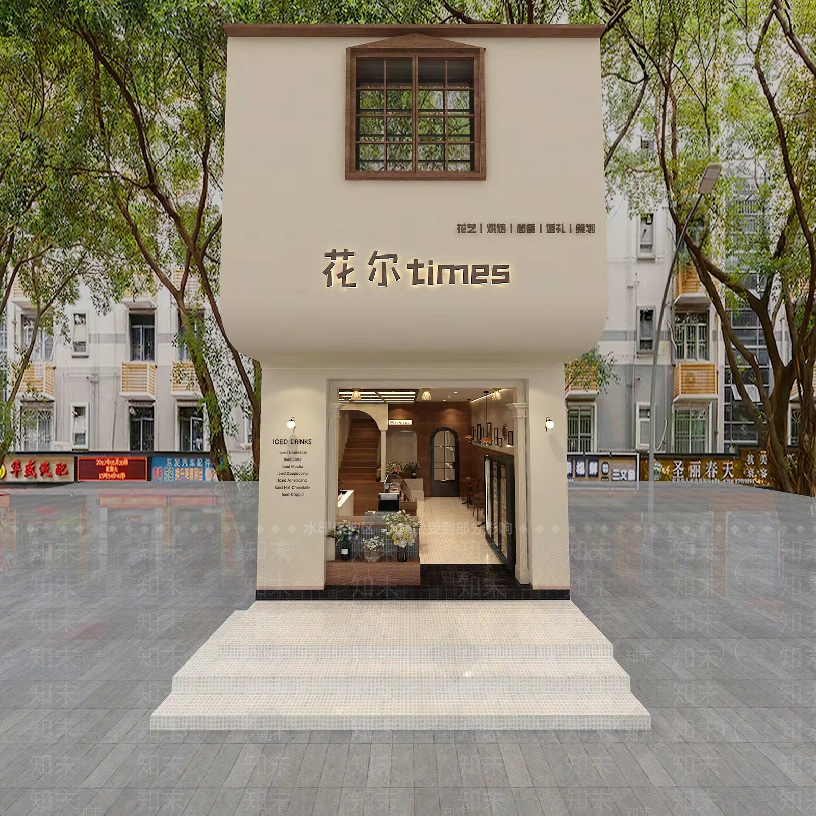 现代奶油复古烘焙店3D模型下载【ID:1158645263】