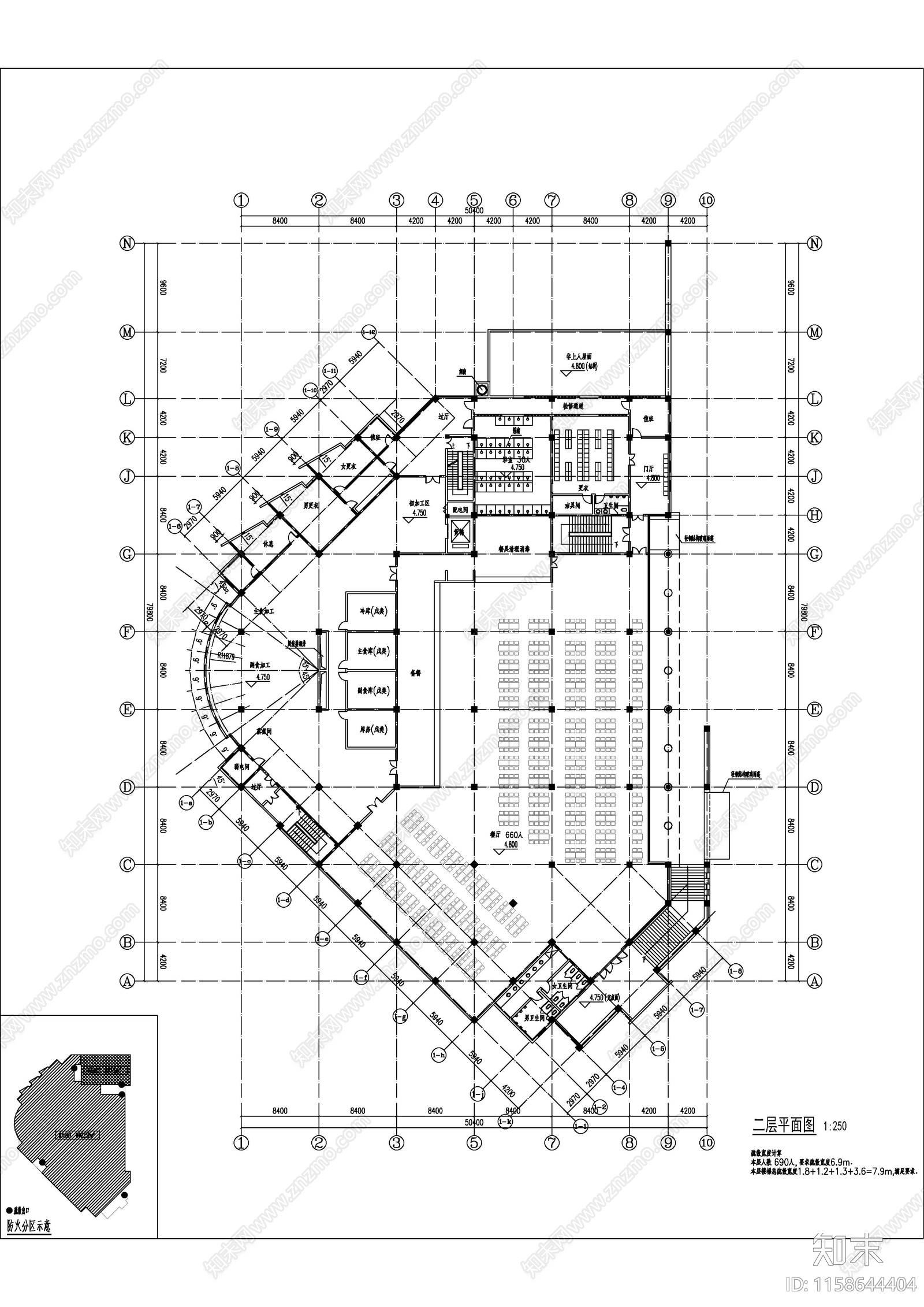 食堂建筑图cad施工图下载【ID:1158644404】