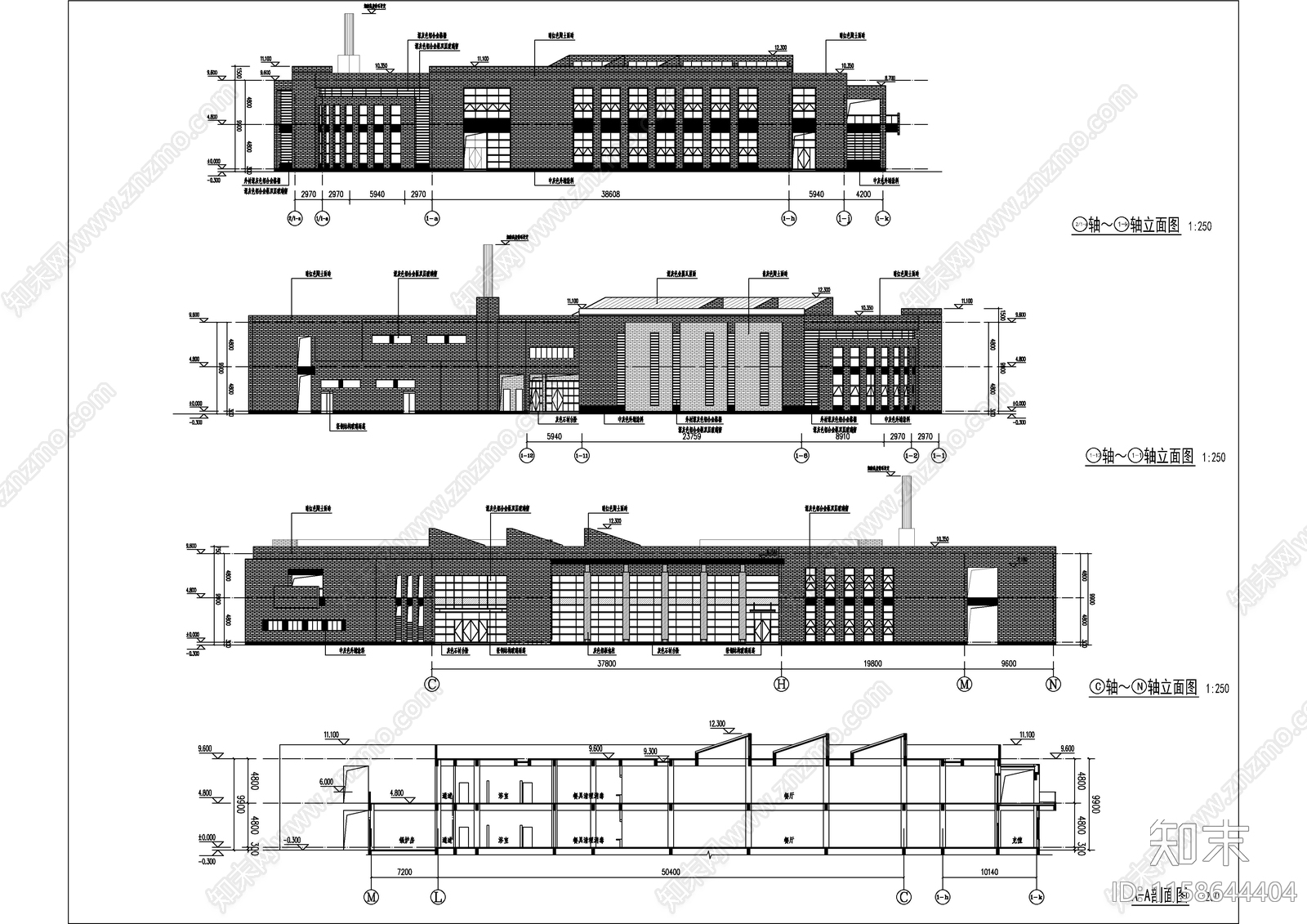 食堂建筑图cad施工图下载【ID:1158644404】