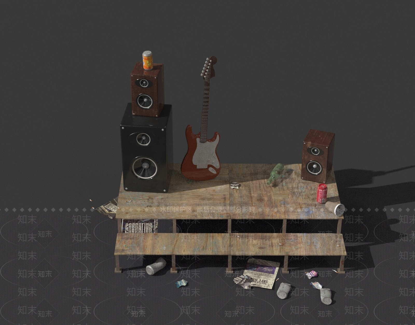 现代吉他3D模型下载【ID:1158646242】