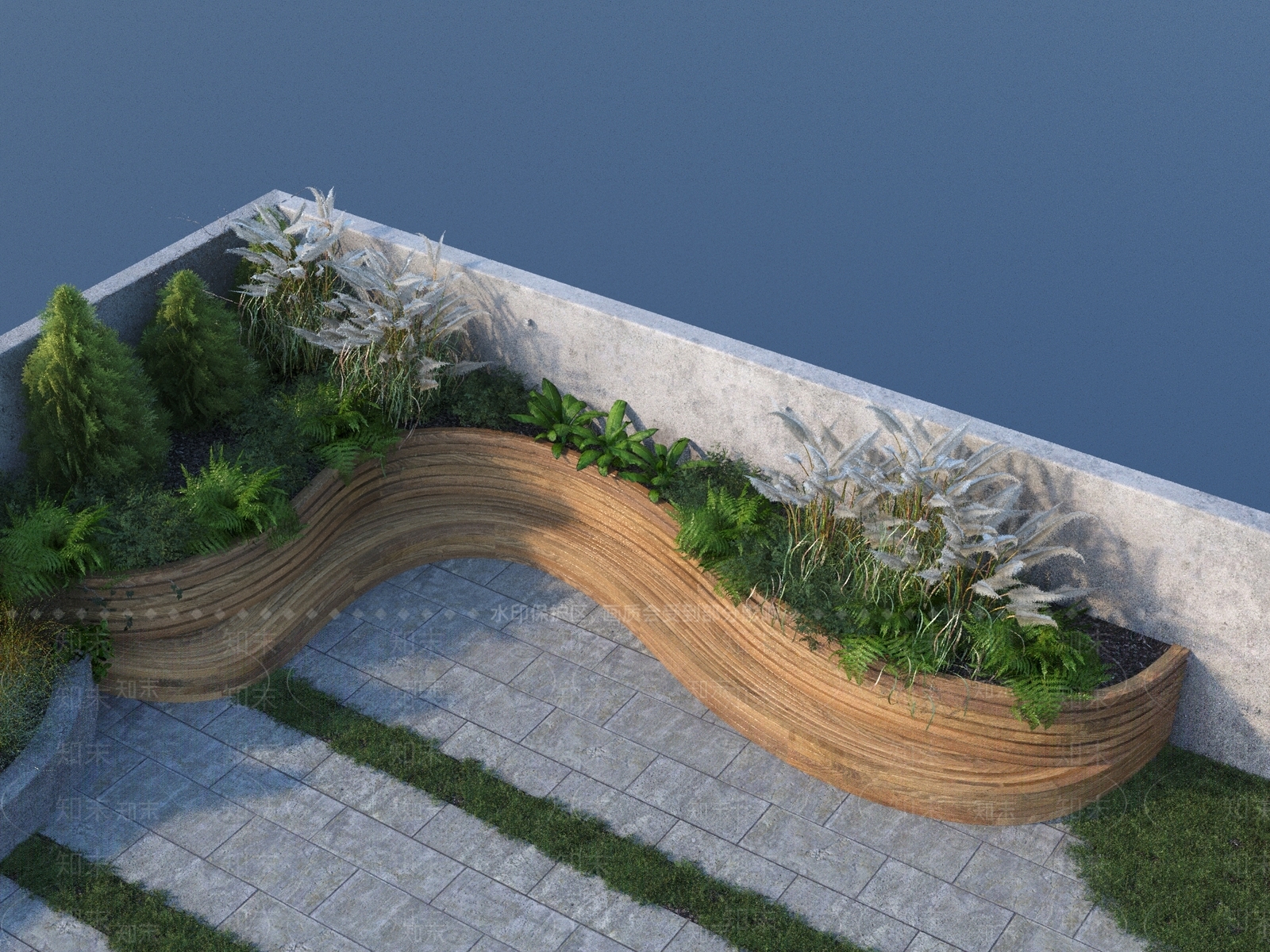 现代公园一角场景3D模型下载【ID:1158647668】